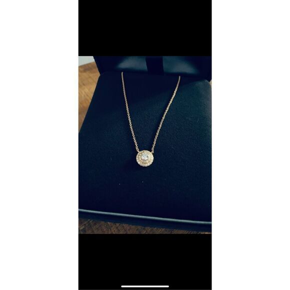 18k rose gold Tiffany soleste pendant .30ct 16in chain - Picture 4 of 11